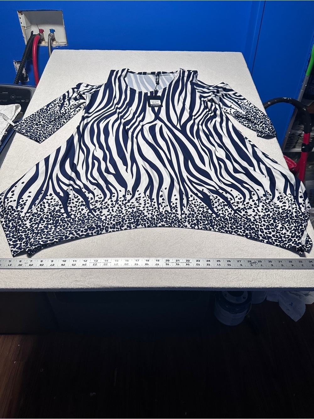 White Mark Navy and White Striped V-Neck Tunic